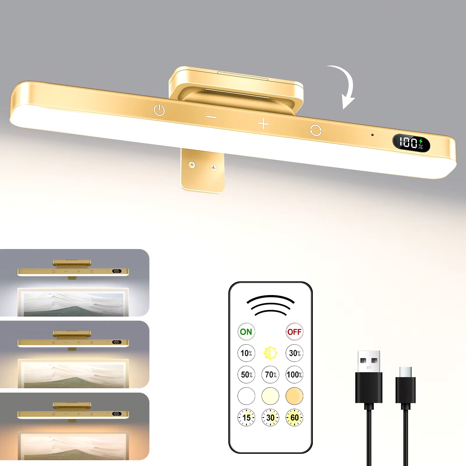 Touch Table Lamp Magnetic Desk Lamp Bulit-In 2500Mah Battery for Reading Cabinet Mirror Bedside Rechargeable Night Lights